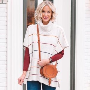 NWT Loft Cream Striped Poncho
